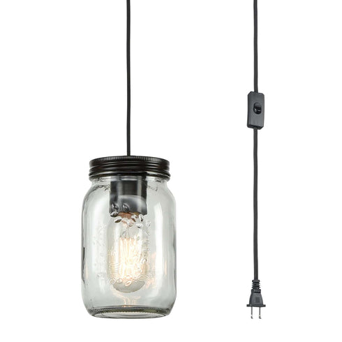 Plug-in Jar Glass Industrial Pendant Lighting